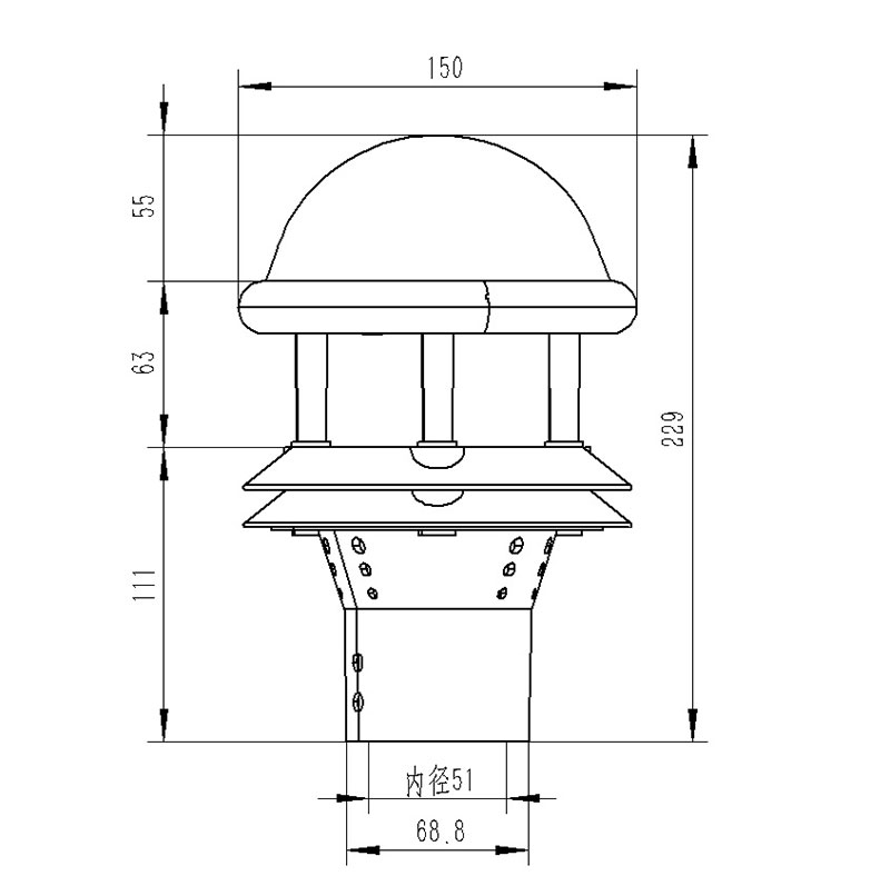 光電雨量計產品尺寸圖