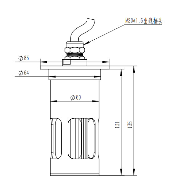 輸電線路結冰傳感器產品尺寸圖